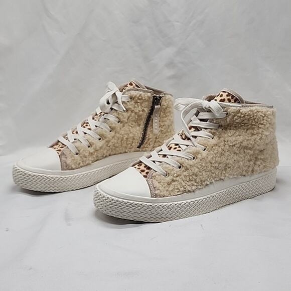 DOLCE VITA VEOLA PLUSH 👟 COLOR NATURAL-FUR LACE-UPS STREET-WEAR LADIES 10 NWOB - Picture 1 of 16